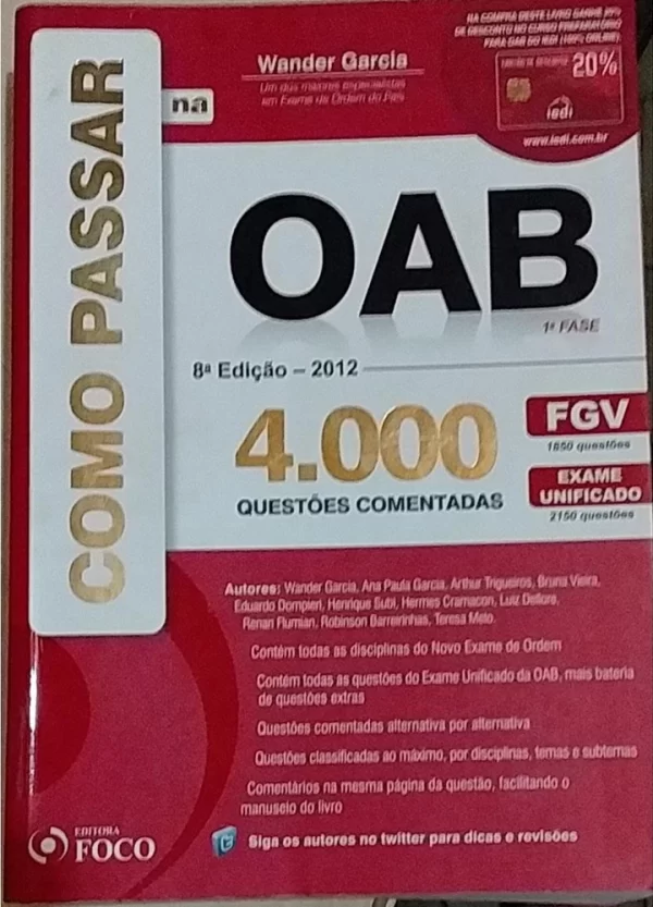 Como Passar na Oab 1ª Fase 2012 - 8 Ediçao - 4000 Questoes Comentadas
