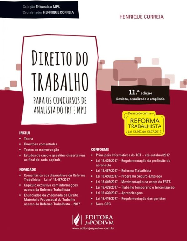 Direito do Trabalho Para os Concursos de Analista do Trt e Mpu - 11ª Ediçao Col Tribunais e Mpu