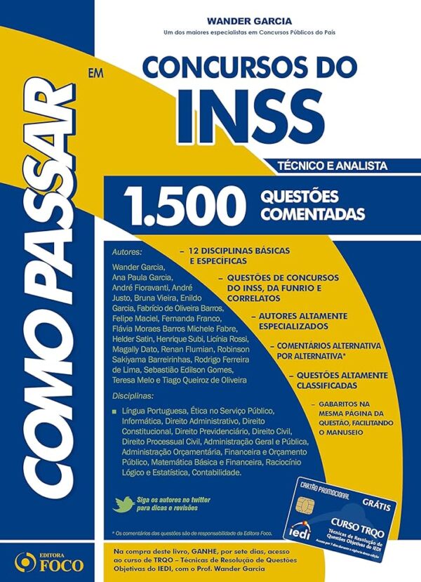 Como Passar em Concursos do Inss Tecnico e Analista 1500 Questoes Comentadas