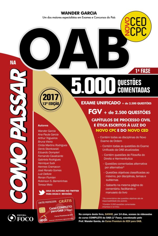 Como Passar na Oab 1ª Fase 2017 - 13ª Edicao 5000 Questões Comentadas