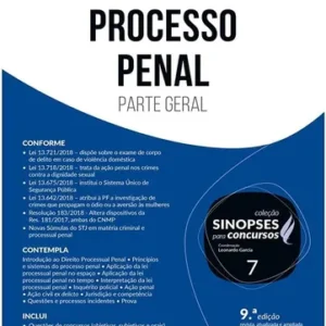 Processo Penal - Parte Geral - Coleção Sinopses para Concursos Vol. 7 9ª