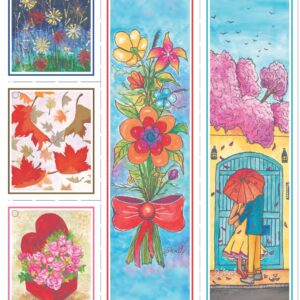 Cartão Postal - Cartela com 3 Adornos + 2 Marca Páginas