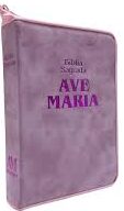 Bíblia Sagrada Ave Maria Rosa com Zíper